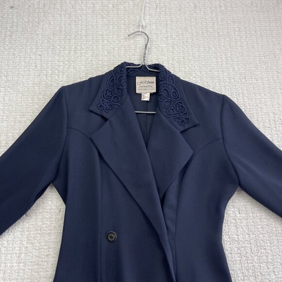 VTG 80' J.R. Petite by Joseph Ribkoff Dressy Blazer Double Breasted Blue Wom 4 - Picture 5 of 16